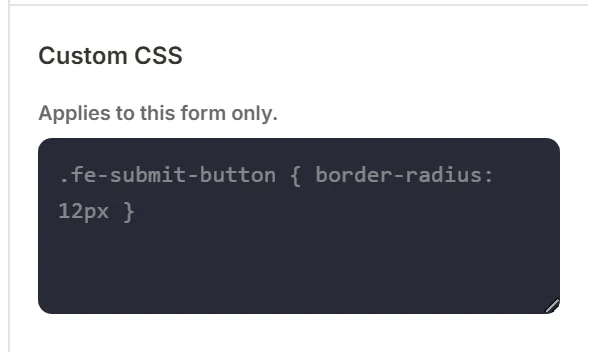 The Custom CSS box at the foot of the Customize panel, with its placeholder rule