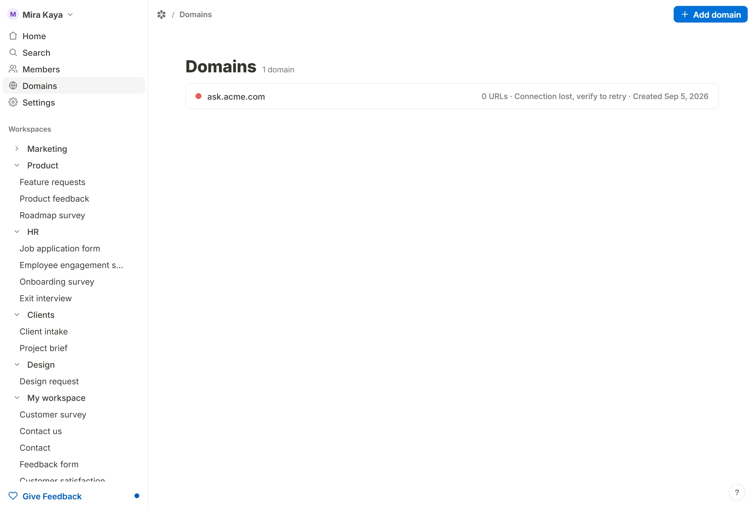 A domain that was active and has stopped resolving