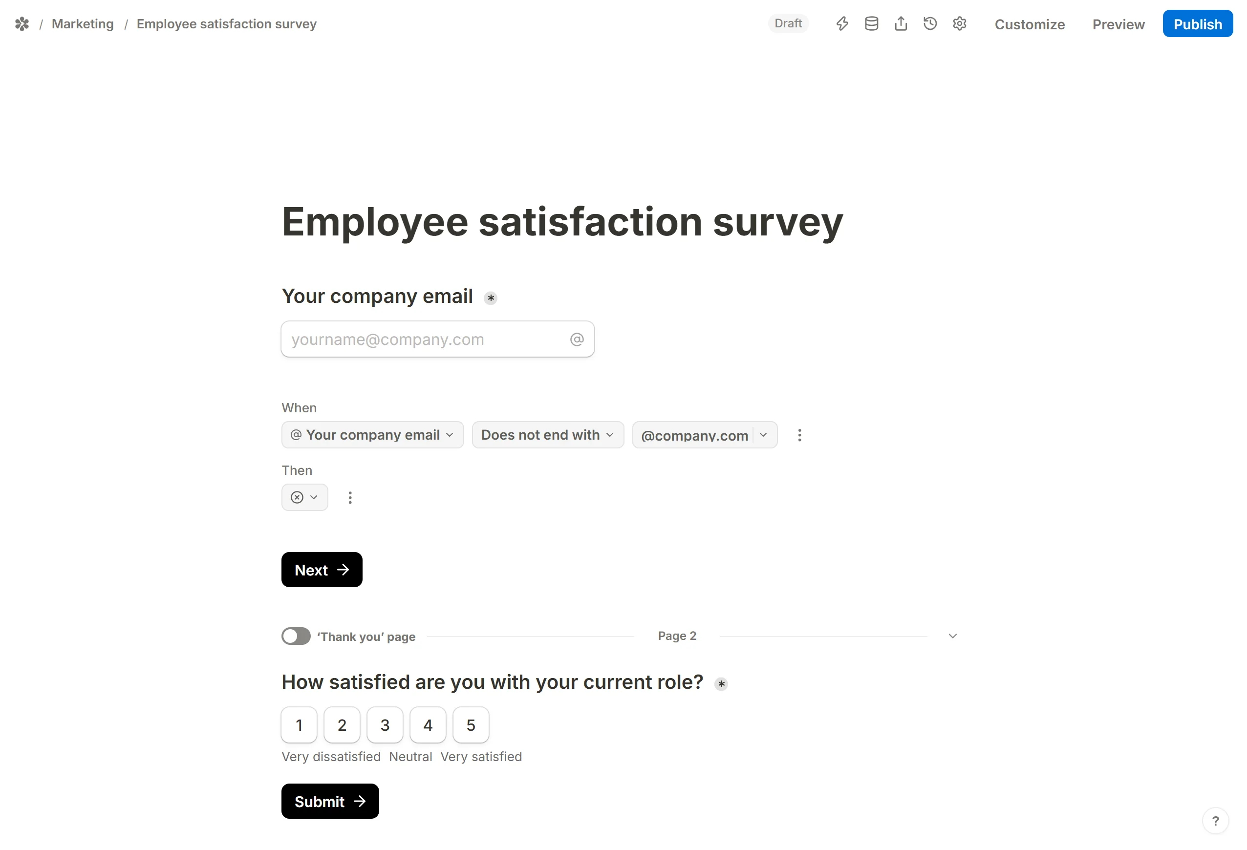The rest of the form moved onto a following page, so the check gates everything after it