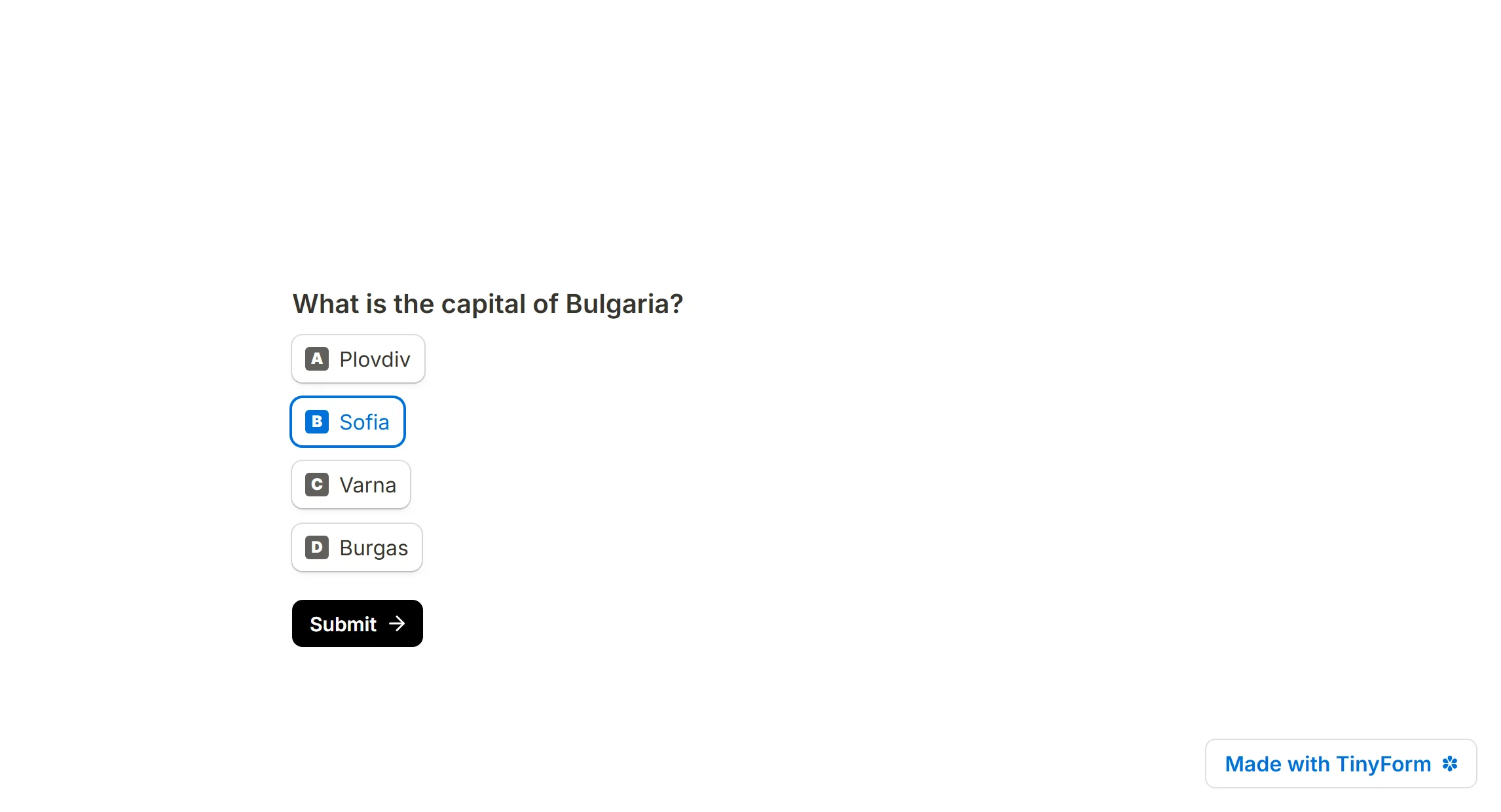 A published pick-one question, every answer on the page and one of them chosen