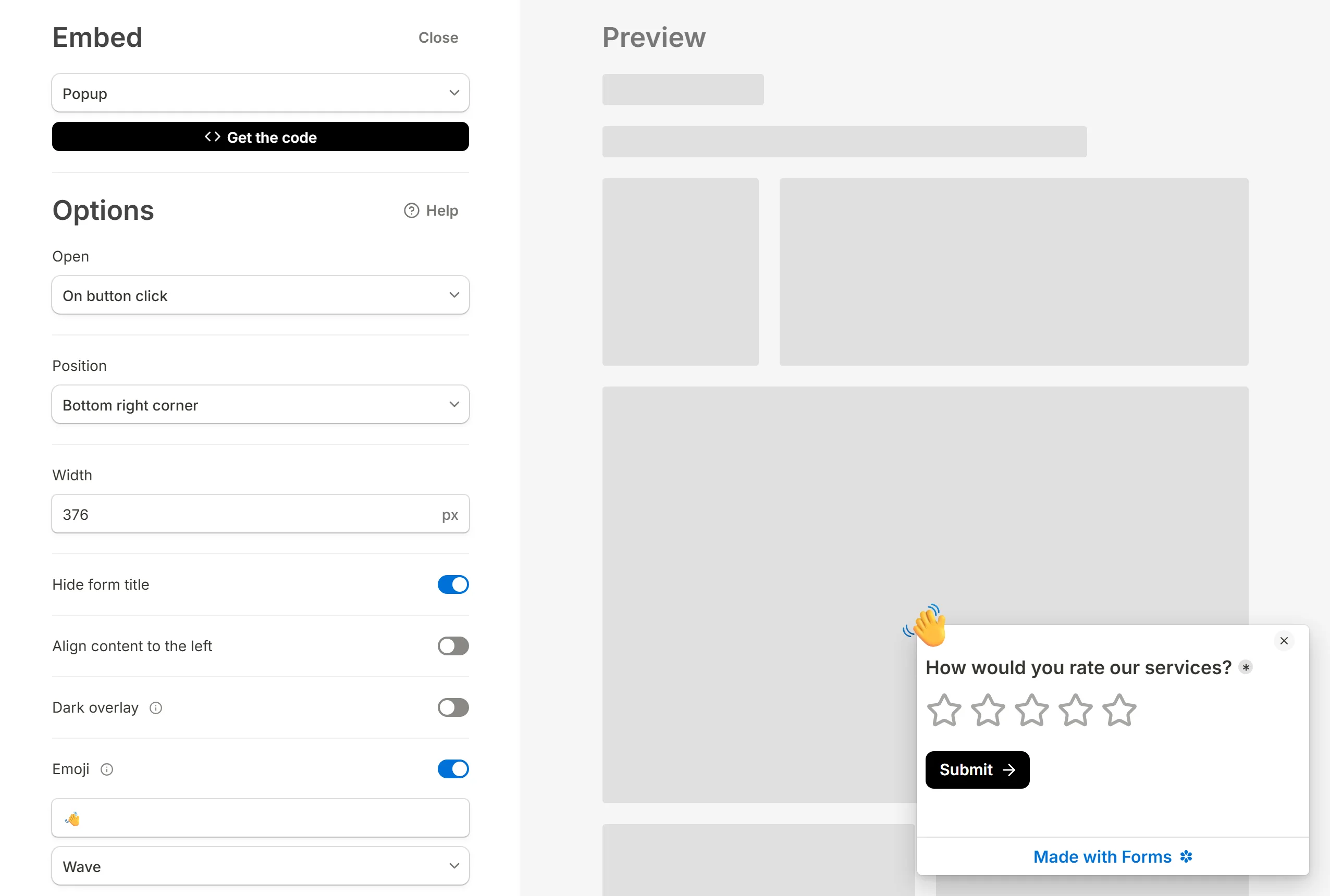 Hide form title switched on, leaving the form's title out of the panel