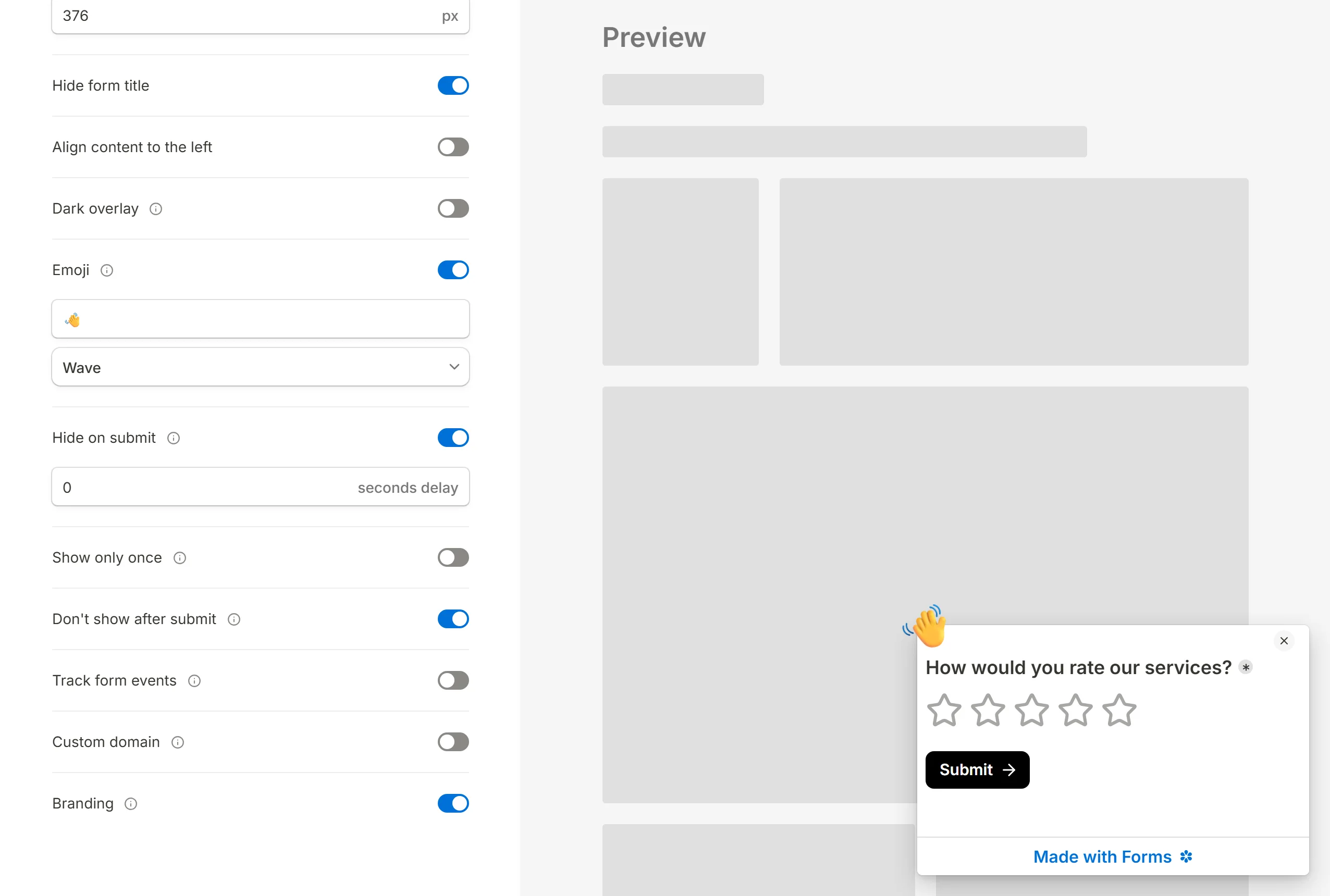 Don't show after submit, which leaves a respondent alone once they have answered