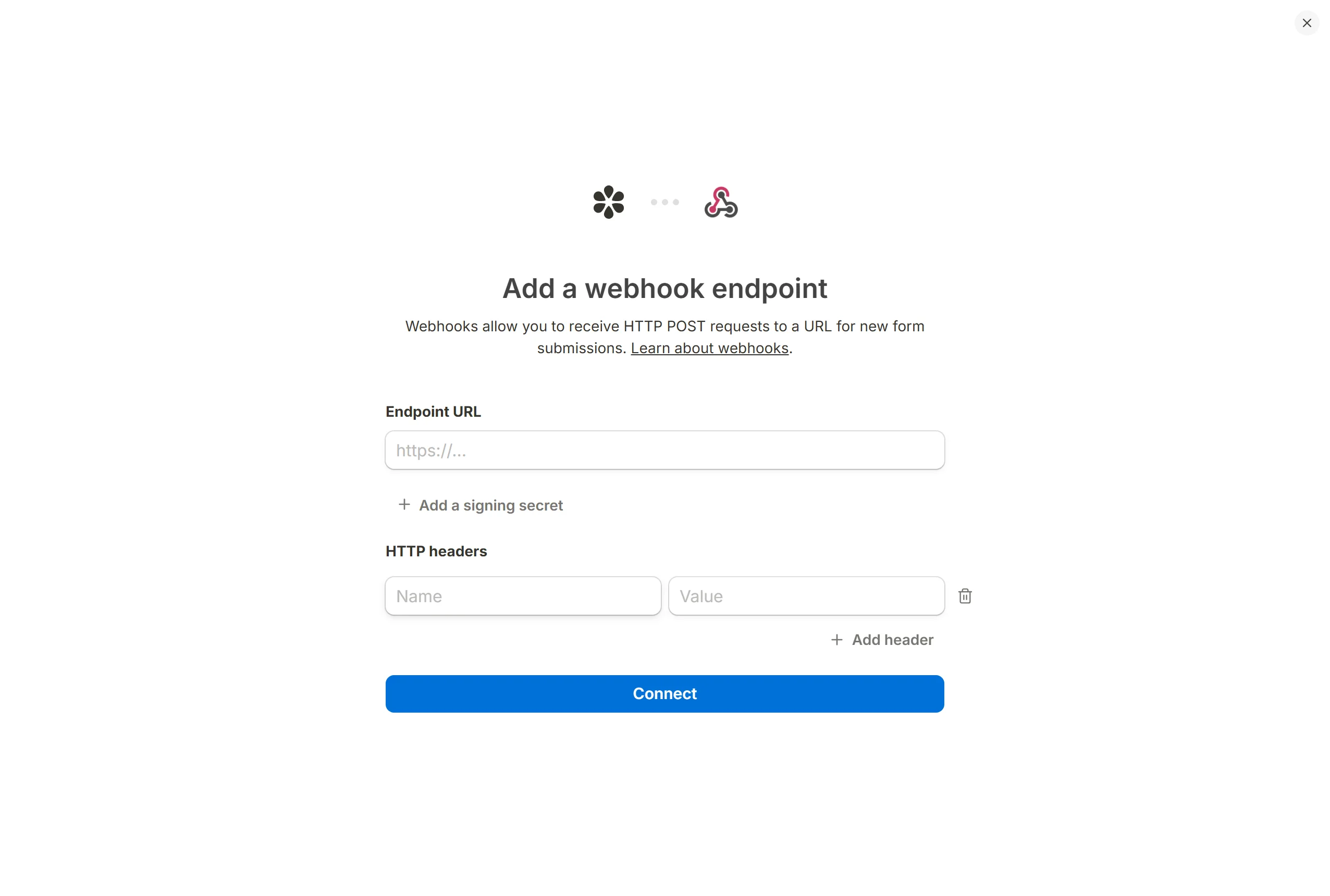 The same dialog with a header row added