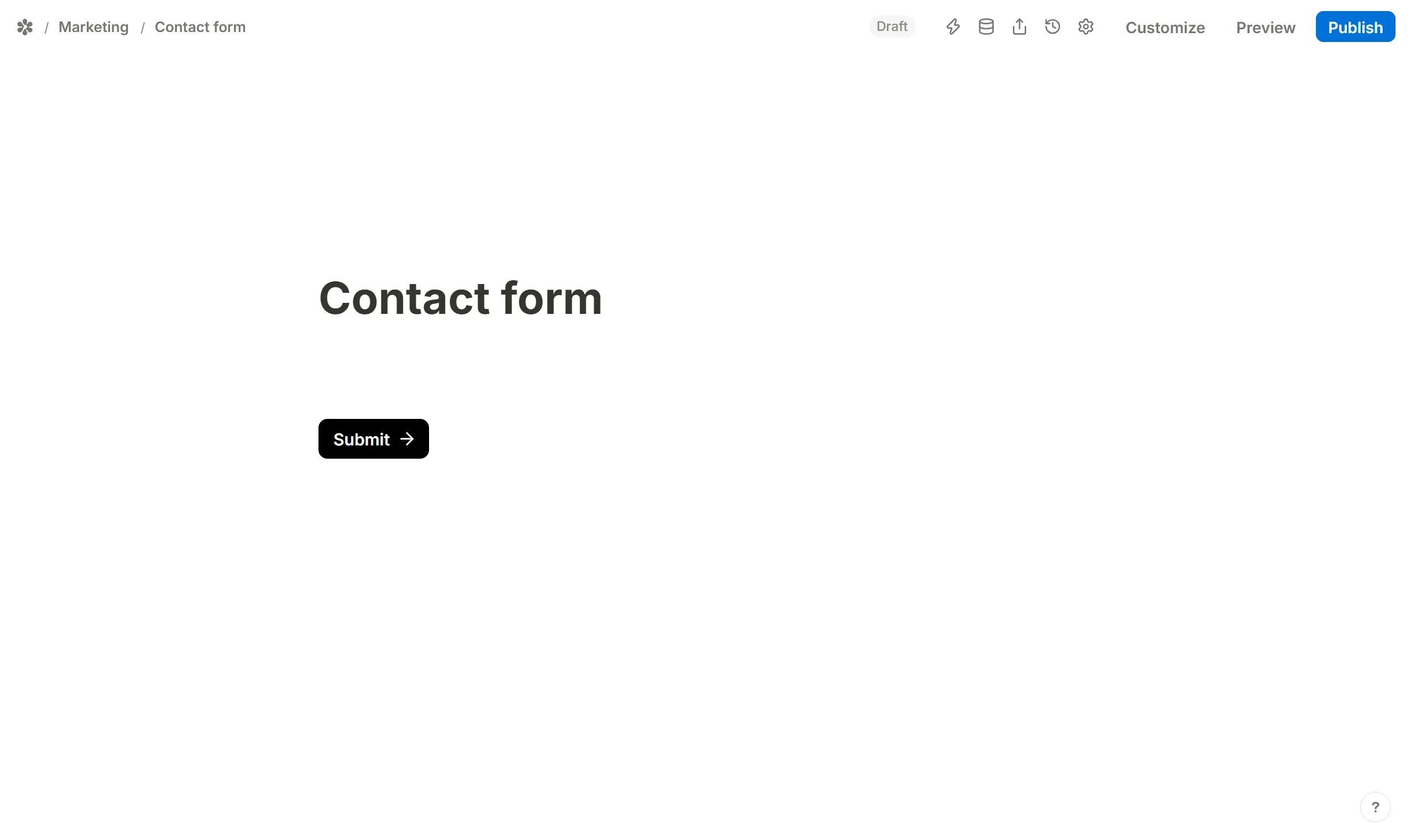 Date chosen from the slash menu, and the question it inserts drawn on the canvas