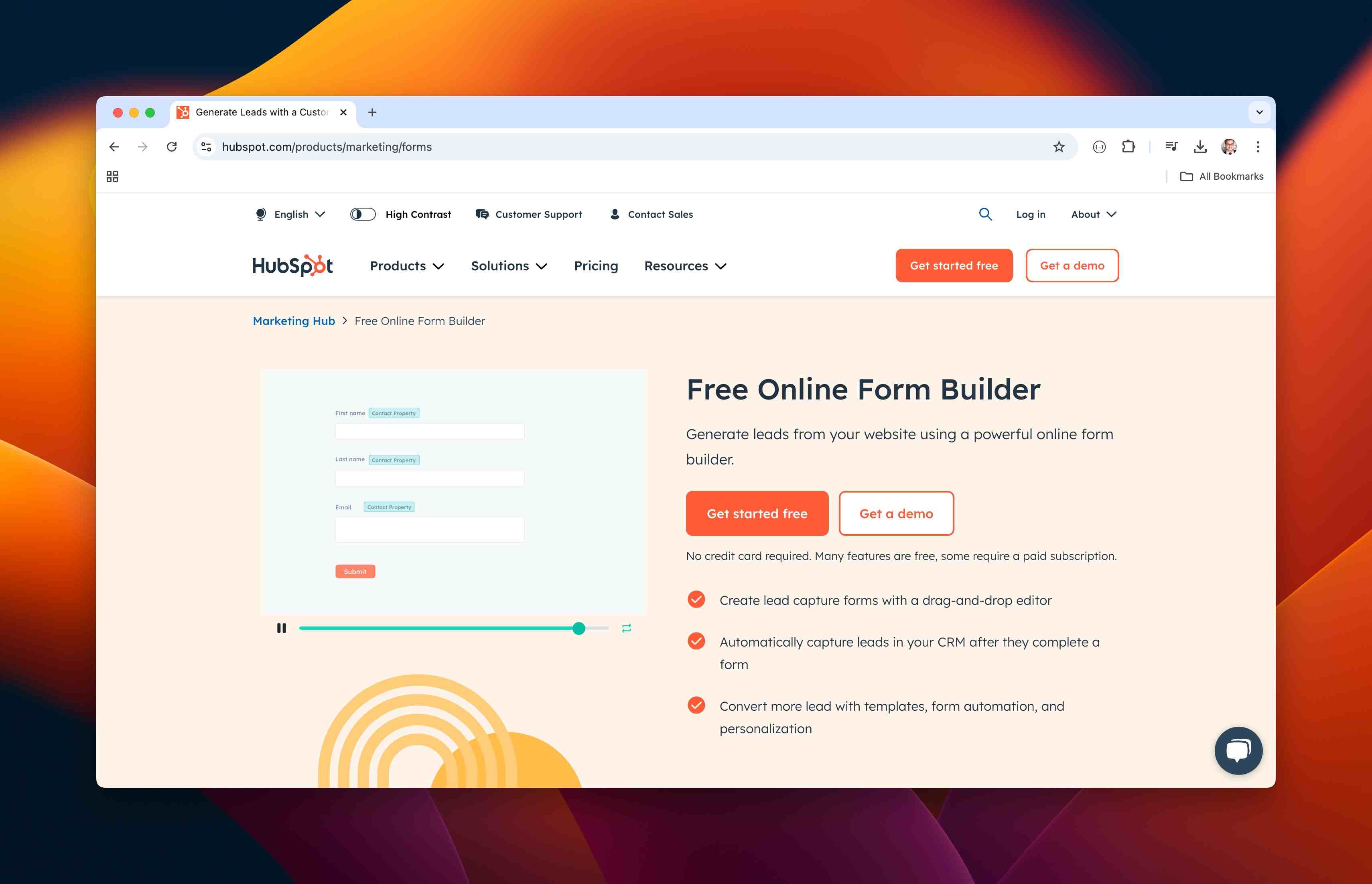 hubspot homepage