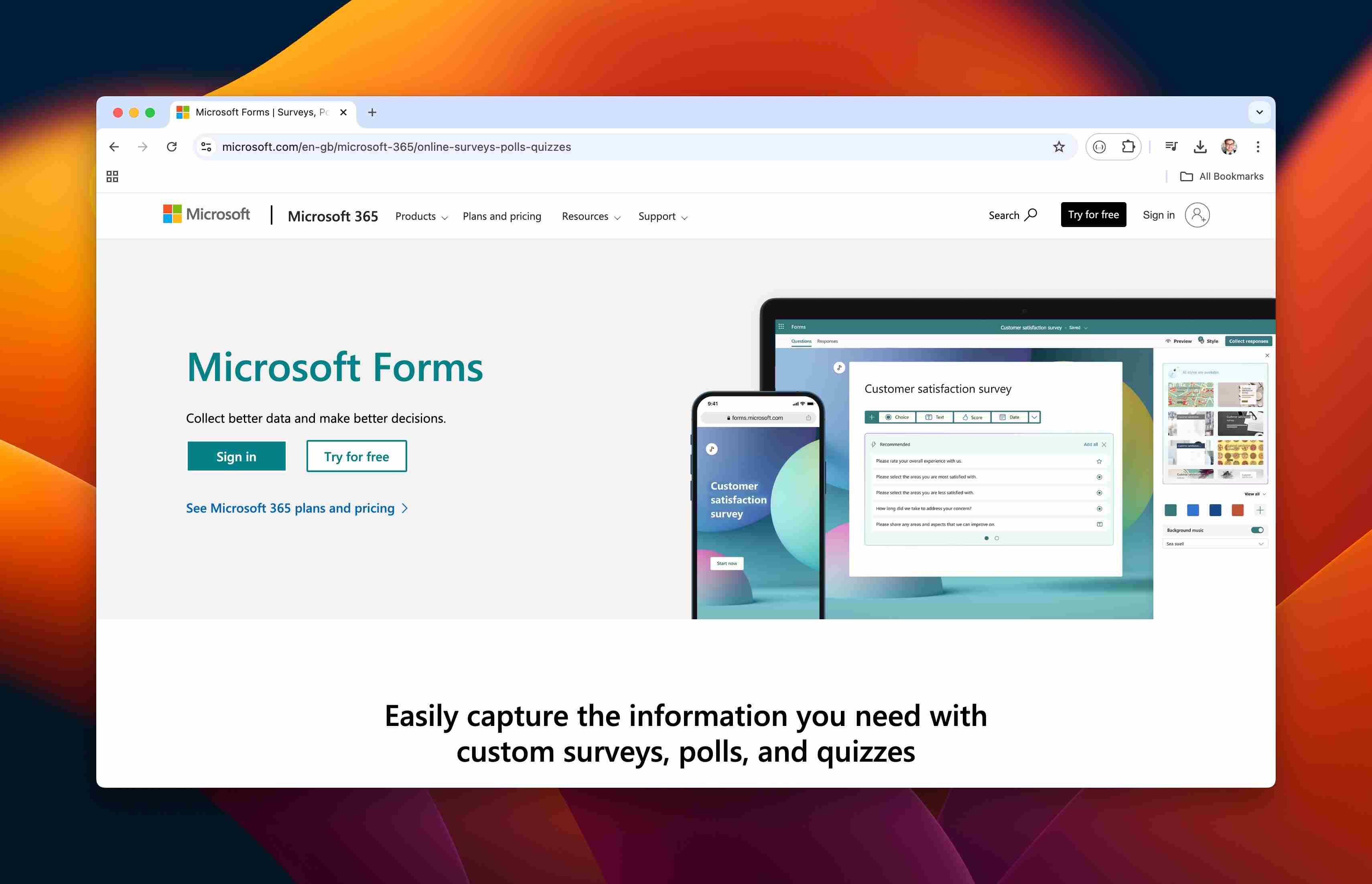 microsoft forms homepage