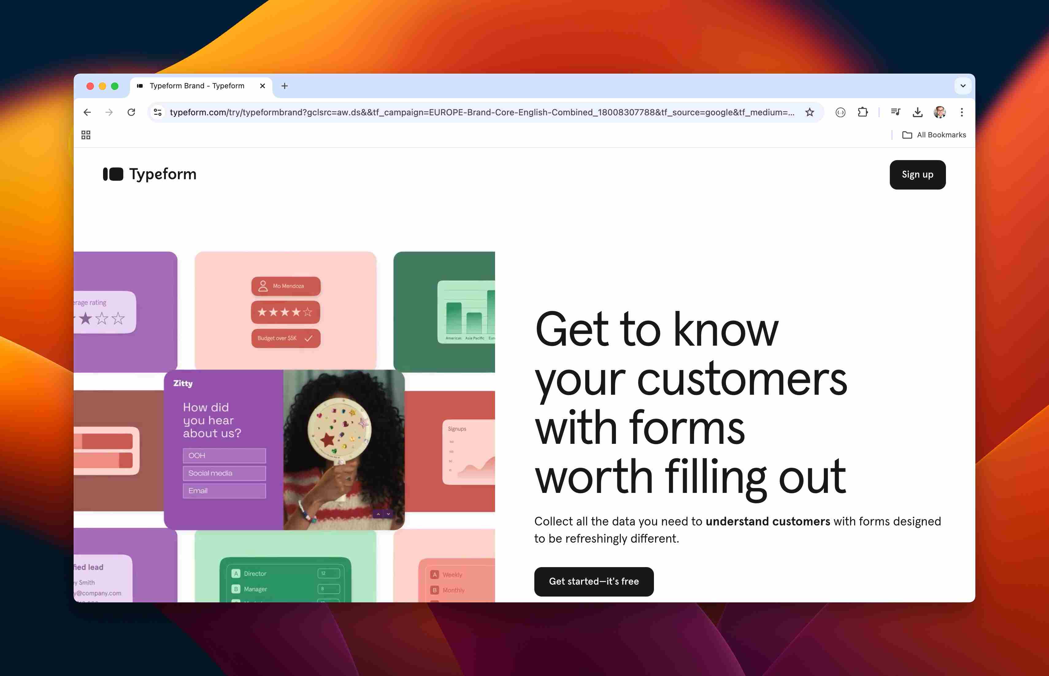 typeform homepage
